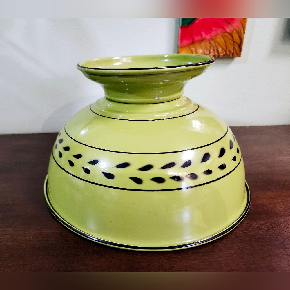 Vintage Retro Toleware Metal Lamp Shade Green And Black 1960 MCM